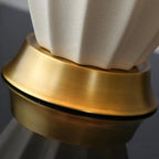 Elegant Barrel Fabric Shade Ceramic Table Lamp for Bedroom