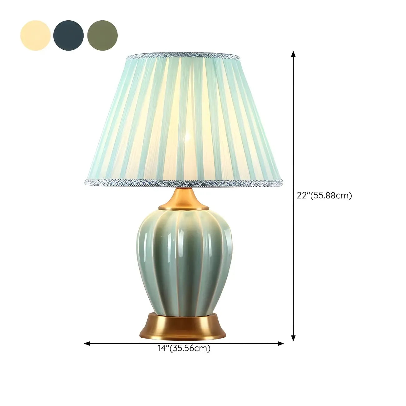 Elegant Barrel Fabric Shade Ceramic Table Lamp for Bedroom