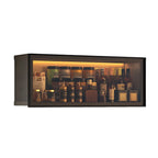 Grey Metal Floating Mounted Glass Kitchen China Cabinet