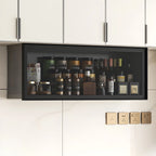 Grey Metal Floating Mounted Glass Kitchen China Cabinet