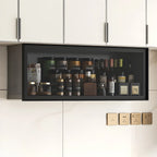 Grey Metal Floating Mounted Glass Kitchen China Cabinet
