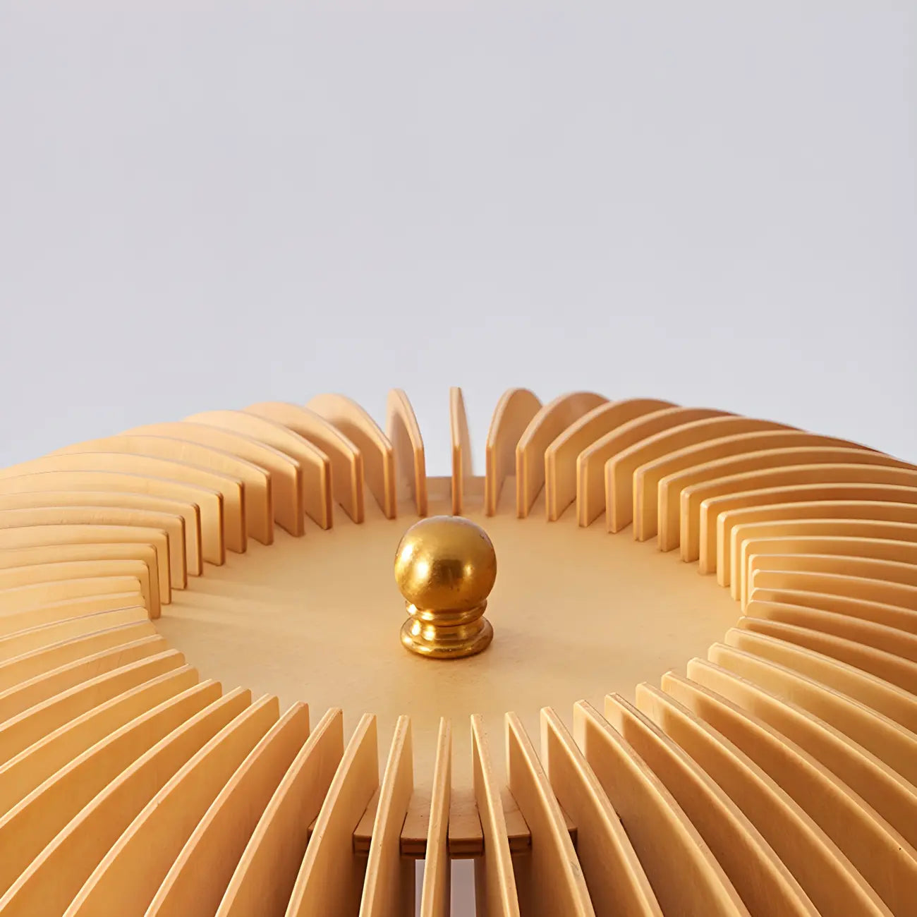 Art Deco Yellow Wooden Mushroom-Shaped LED Table Lamp