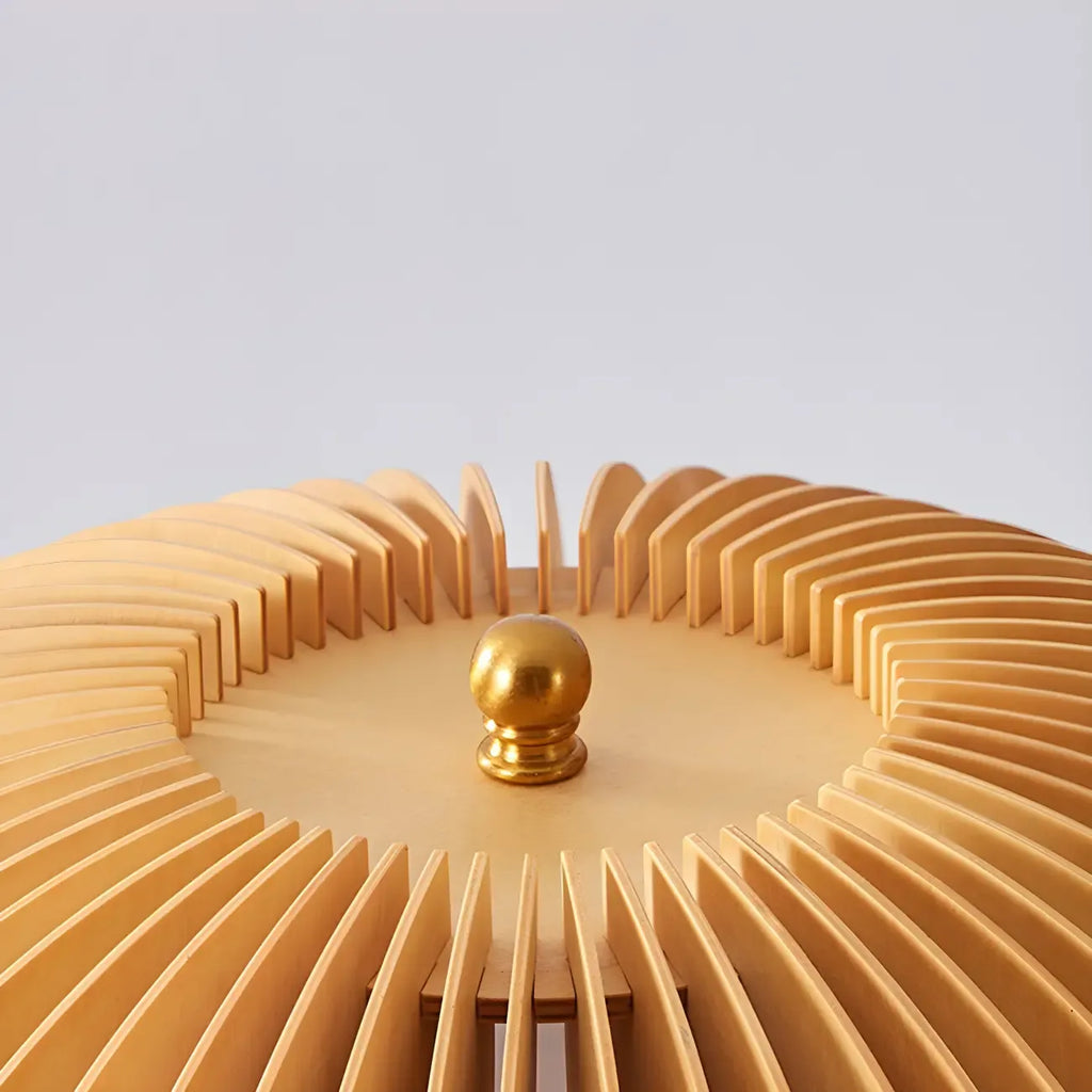 Art Deco Yellow Wooden Mushroom-Shaped LED Table Lamp
