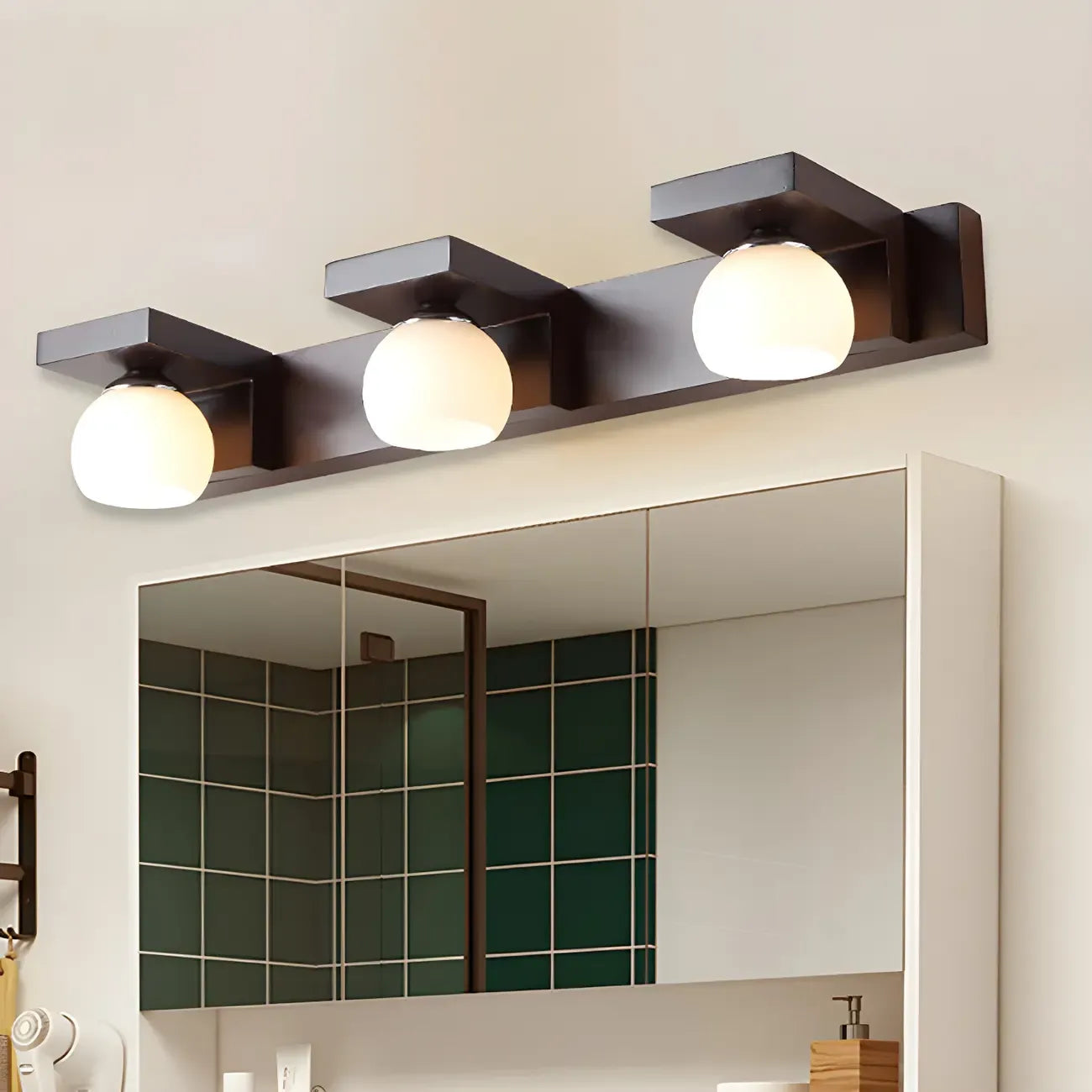 Elegant Globe Vanity Light with White Glass Shade for Bathroom