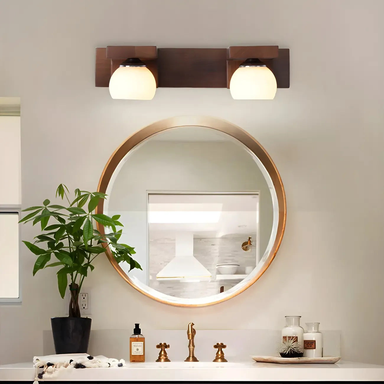 Elegant Globe Vanity Light with White Glass Shade for Bathroom