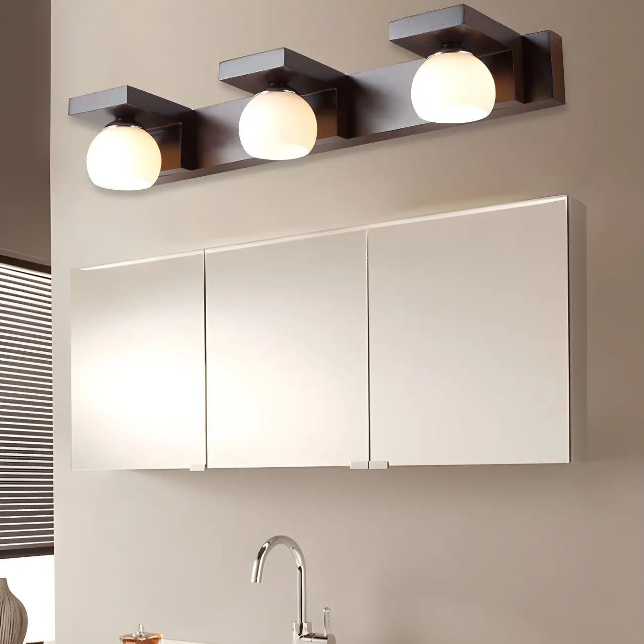 Elegant Globe Vanity Light with White Glass Shade for Bathroom