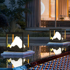 Mountain Silhouette Warm Light Outdoor Post Lights