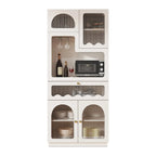Tall White MDF Fluted Glass Doors Wine storage Sideboard