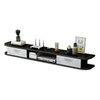 Contemporary Floating Wood Open Storage TV Stand Black