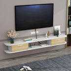 Contemporary Floating Wood Open Storage TV Stand Black