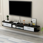 Contemporary Floating Wood Open Storage TV Stand Black