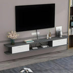 Contemporary Floating Wood Open Storage TV Stand Black