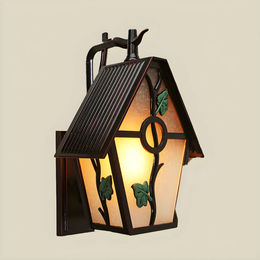 Rustic Modern Outdoor Glass Metal Coffee Wall Lantern Sconce