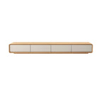 79 Natural Wood Long Floating TV Stand with Drawers