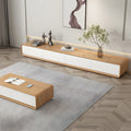 79 Natural Wood Long Floating TV Stand with Drawers