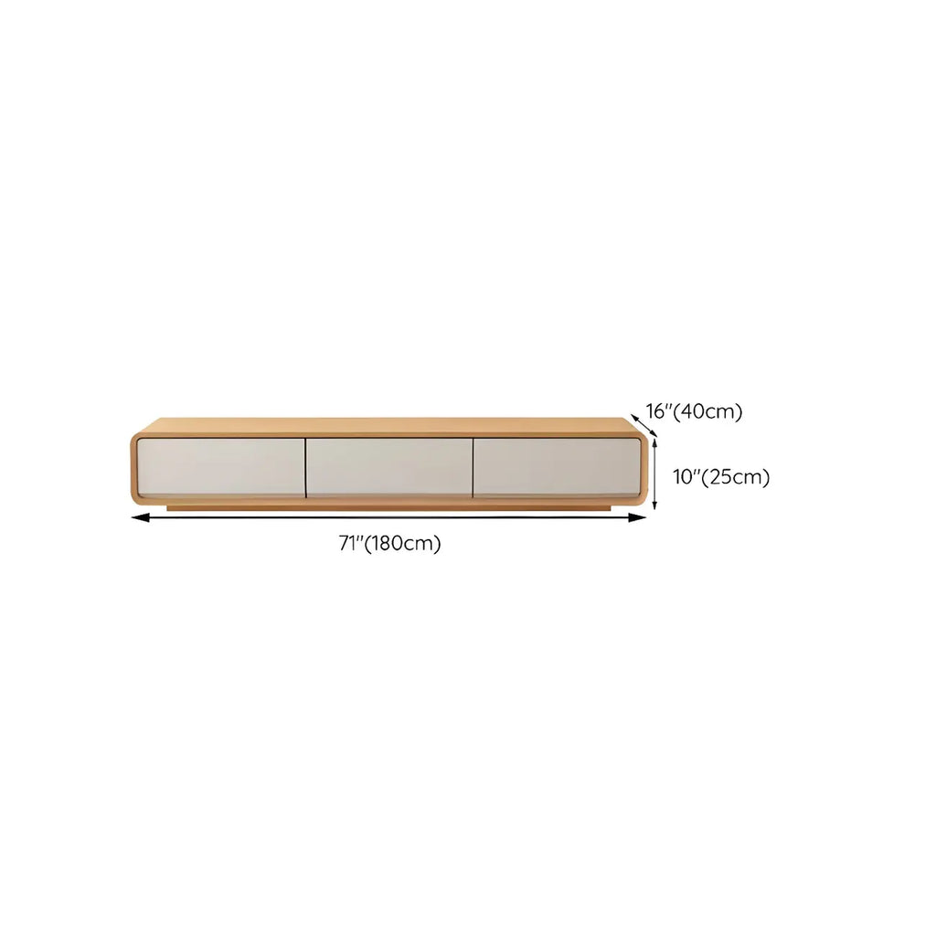 79 Natural Wood Long Floating TV Stand with Drawers