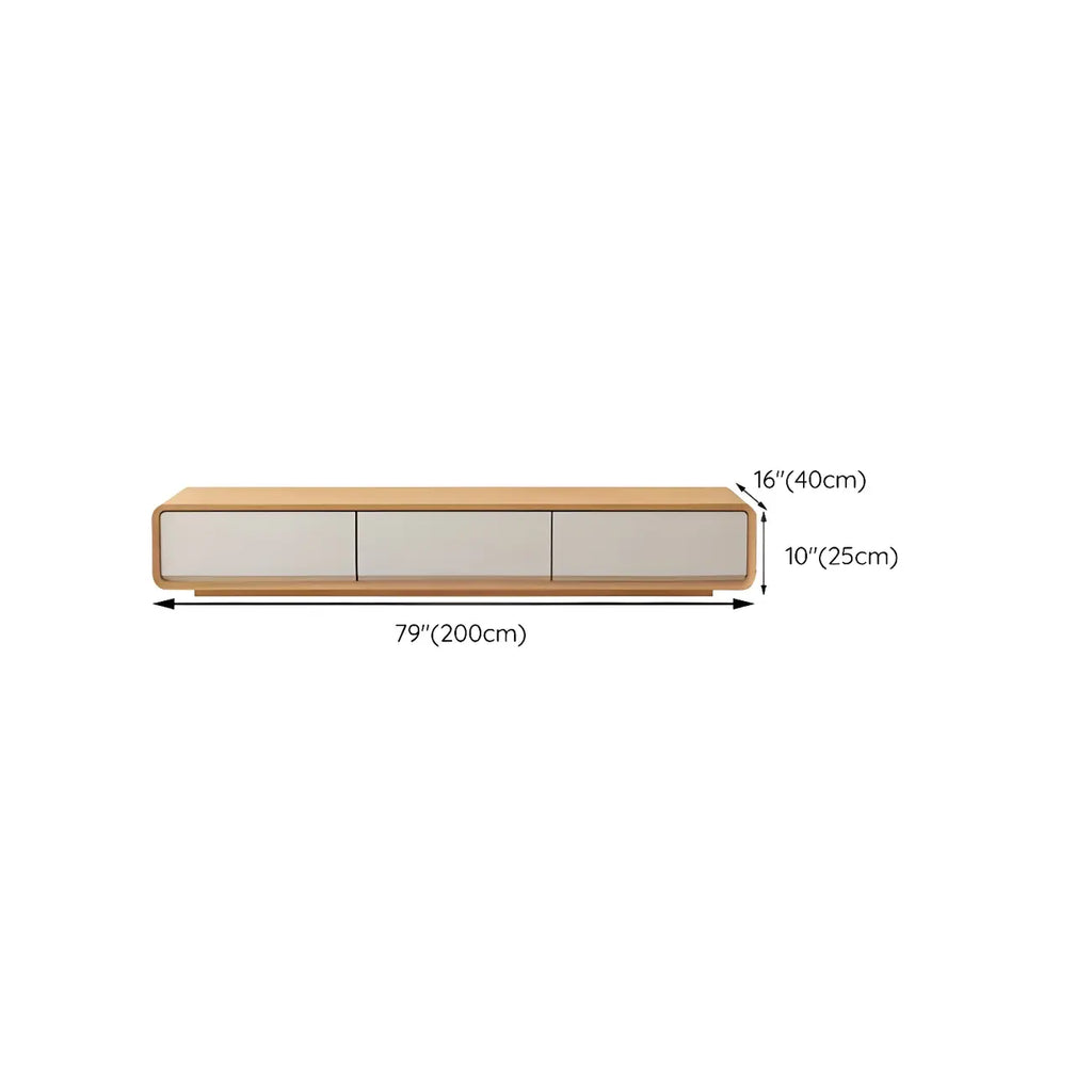 79 Natural Wood Long Floating TV Stand with Drawers