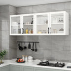 White Rectangular Wall-Mounted Wood China Cabinet