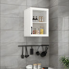 White Rectangular Wall-Mounted Wood China Cabinet