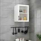 White Rectangular Wall-Mounted Wood China Cabinet