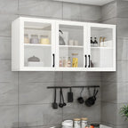 White Rectangular Wall-Mounted Wood China Cabinet