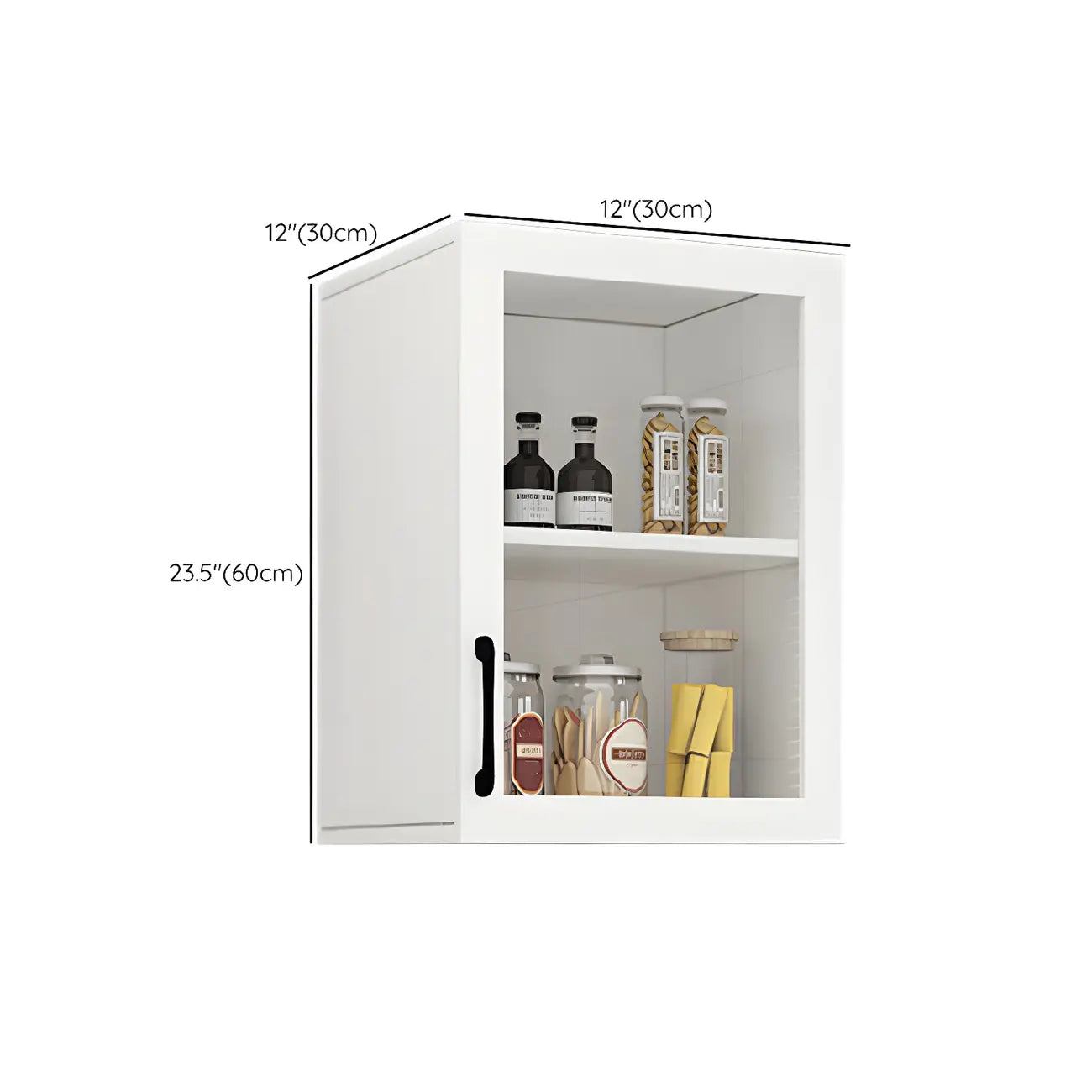 White Rectangular Wall-Mounted Wood China Cabinet