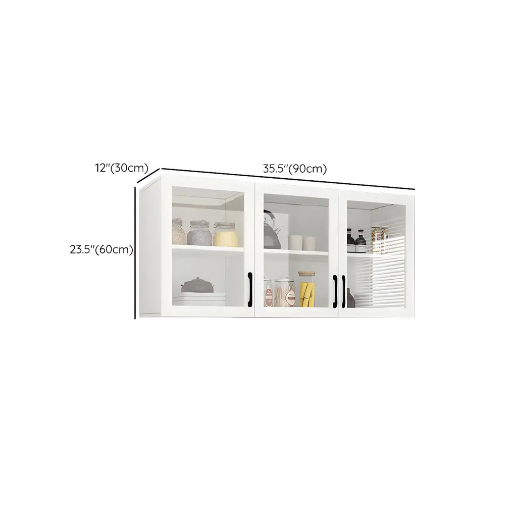 White Rectangular Wall-Mounted Wood China Cabinet