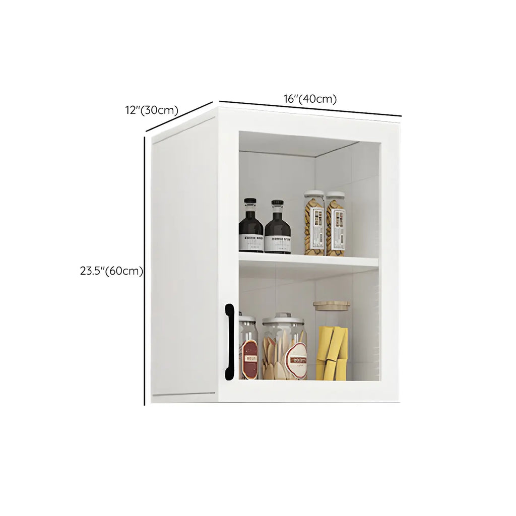 White Rectangular Wall-Mounted Wood China Cabinet