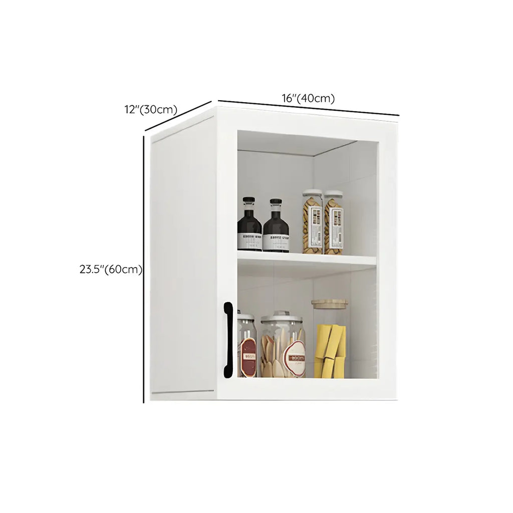 White Rectangular Wall-Mounted Wood China Cabinet