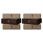 Stacked Beige Wood 3 Drawers Narrow Nightstand