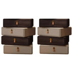 Stacked Beige Wood 3 Drawers Narrow Nightstand