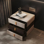 Stacked Beige Wood 3 Drawers Narrow Nightstand