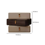 Stacked Beige Wood 3 Drawers Narrow Nightstand