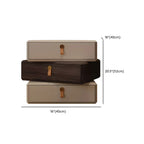 Stacked Beige Wood 3 Drawers Narrow Nightstand