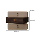 Stacked Beige Wood 3 Drawers Narrow Nightstand