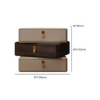 Stacked Beige Wood 3 Drawers Narrow Nightstand