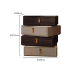 Stacked Beige Wood 3 Drawers Narrow Nightstand