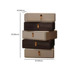 Stacked Beige Wood 3 Drawers Narrow Nightstand