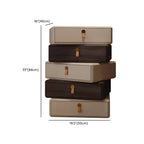Stacked Beige Wood 3 Drawers Narrow Nightstand