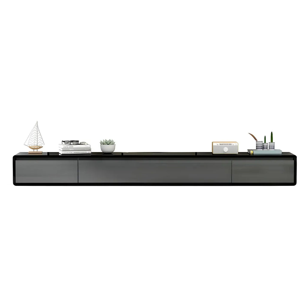 White Floating Mount Wood Drawers Cabinet TV Stand