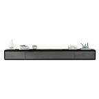 White Floating Mount Wood Drawers Cabinet TV Stand
