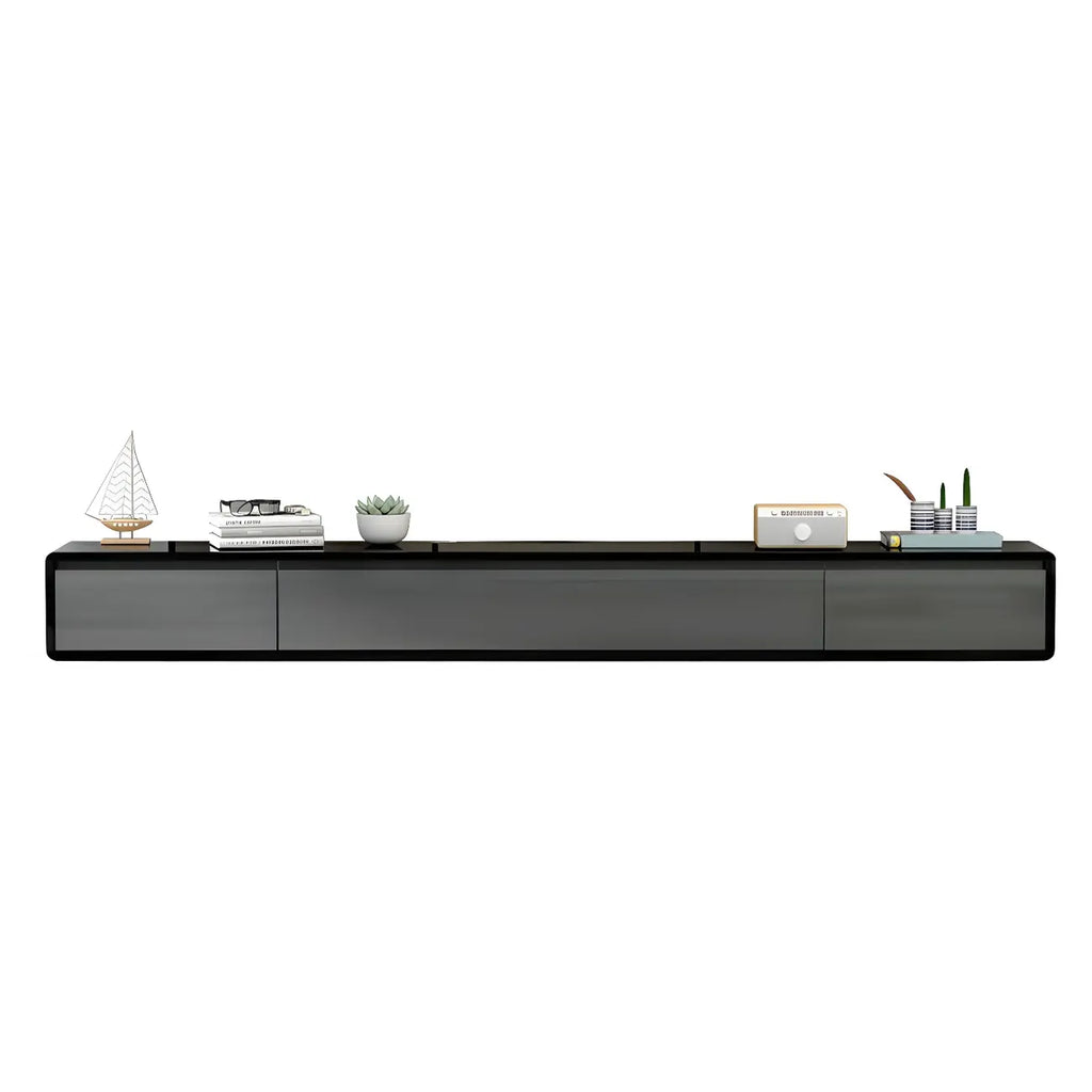 White Floating Mount Wood Drawers Cabinet TV Stand