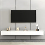 White Floating Mount Wood Drawers Cabinet TV Stand
