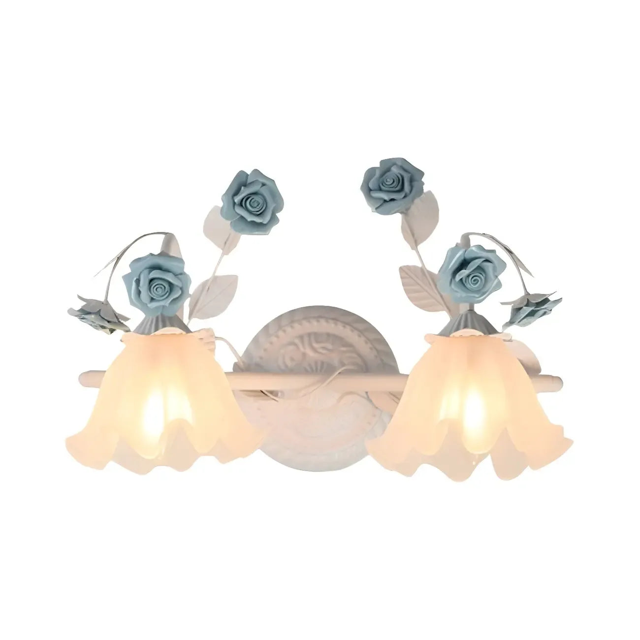 Vintage Glass Floral Frosted Vanity Wall Light for Bathroom