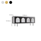 63 White Metal Arched Glass Door TV Stand with Cabinet