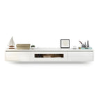 63 Natural Rubberwood Floating TV Stand with Hidden Storage