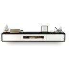 63 Natural Rubberwood Floating TV Stand with Hidden Storage