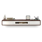 63 Natural Rubberwood Floating TV Stand with Hidden Storage