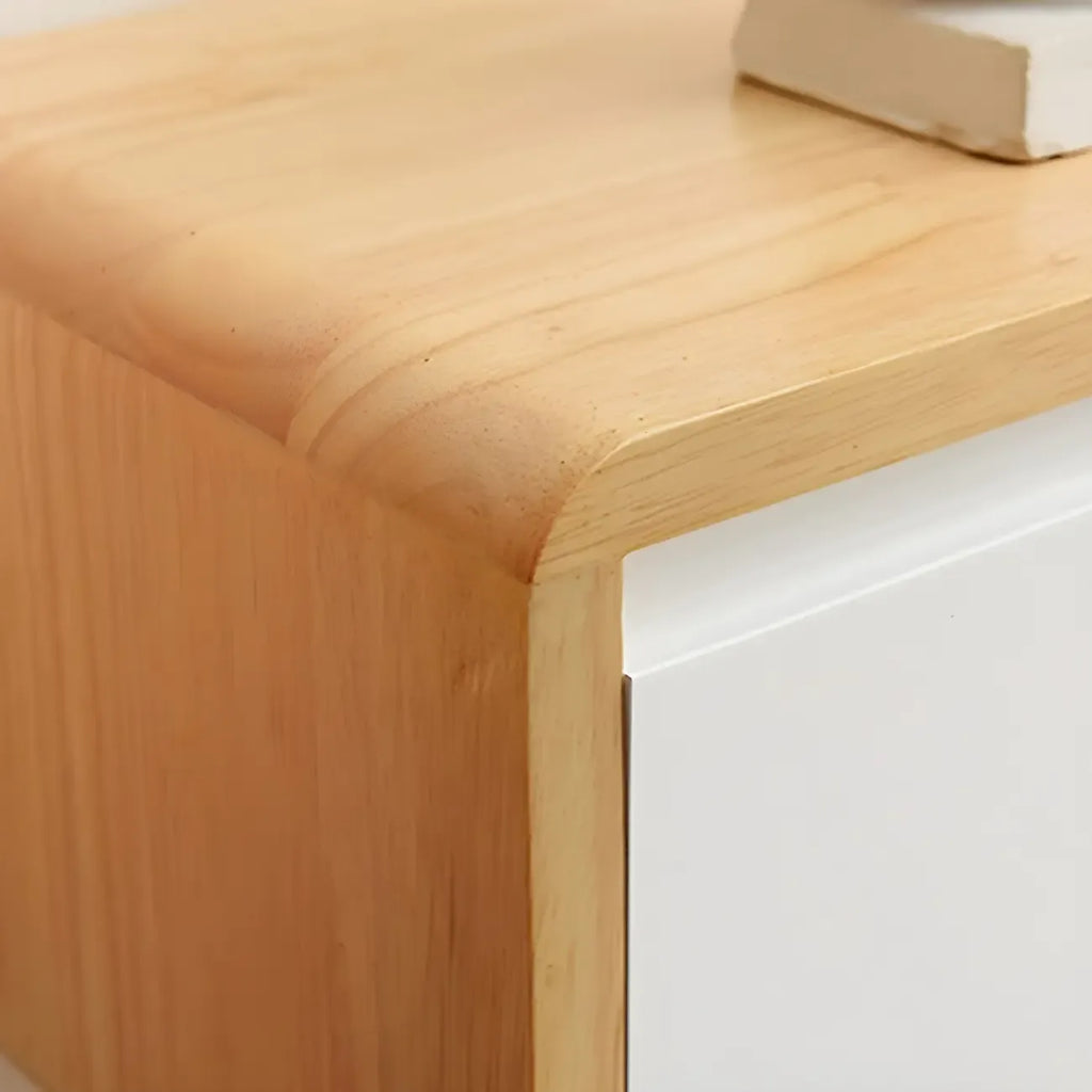 63 Natural Rubberwood Floating TV Stand with Hidden Storage