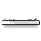 Long Rectangle Wooden Wall-Mounted TV Stand with Storage